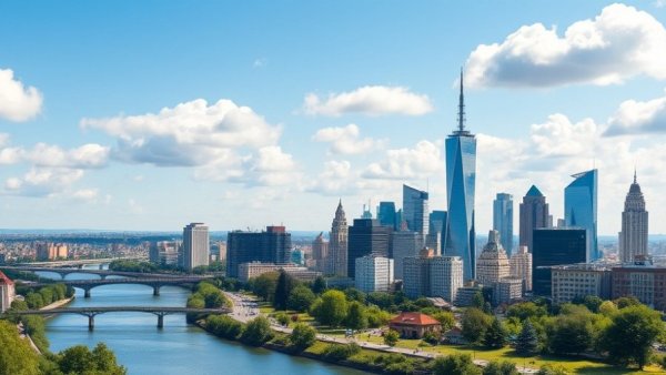 European city skyline reflecting real estate recovery with skyscrapers.