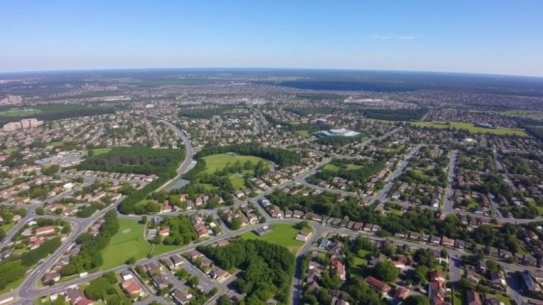 Bridgeman Downs real estate aerial view with lush greenery.