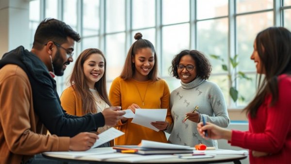Students collaborating on a project in UK student housing market setting.