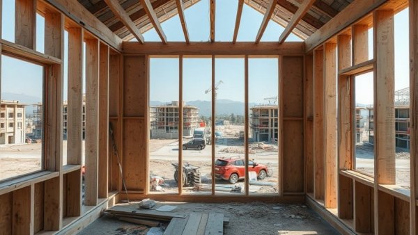 Shoddy building work in Queensland visible through skewed windows in wooden frame.
