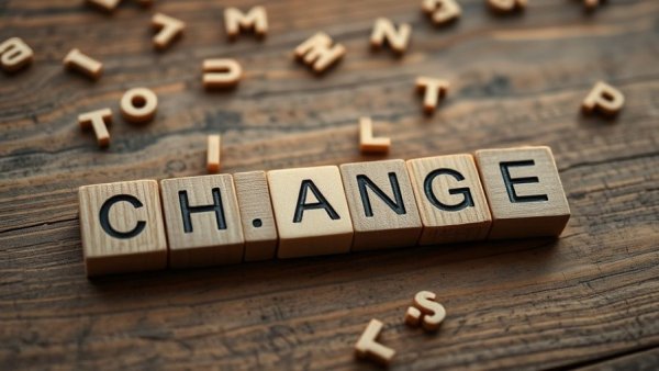 Wooden blocks spelling 'CHANGE' on rustic surface.