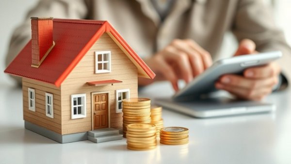 Miniature house and coins with person calculating, symbolizing Queensland foreign investor tax reforms.