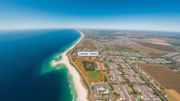 Aerial view of Gemlife Townsville Development site with coastline.
