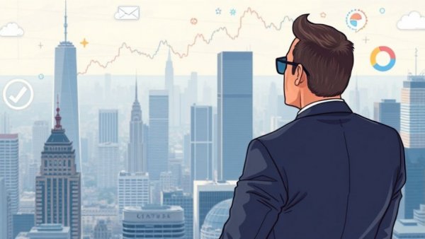 Illustration of businessman analyzing Newcastle property market trends.