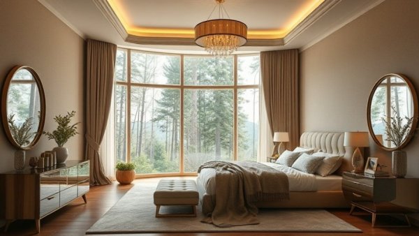 Elegant bedroom with a large window view highlighting property values in Newcastle.