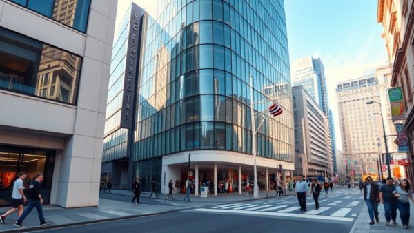 Modern urban architecture in city center illustrating real estate market trends in Newcastle.