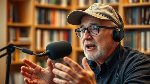 Podcast episode on Newcastle property market insights, man speaking energetically