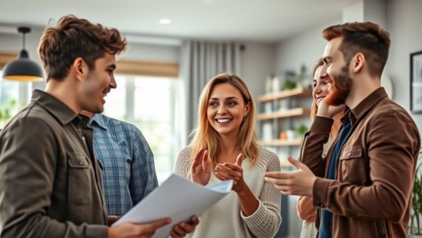 Young investors discussing investment property Newcastle insights.