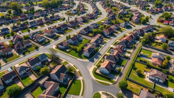 Aerial view of suburban homes in Newcastle property market.