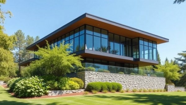 Heritage-listed Grimwade House with glass windows and stone base for sale