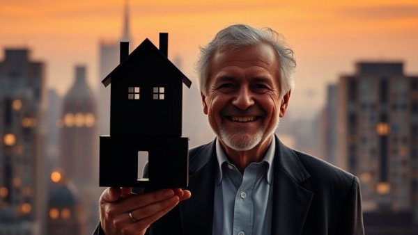 RBA interest rates impact on property market 2026, thoughtful reflection of a confident man and balanced house over cityscape.