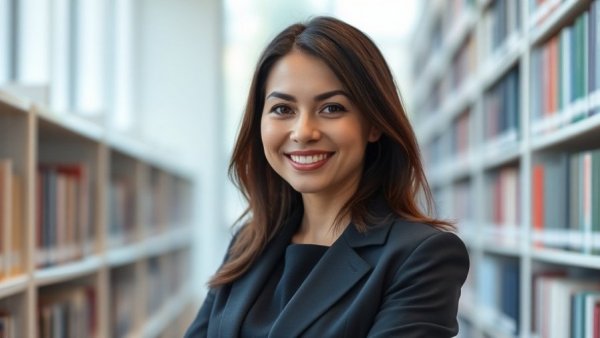 Argyll CEO Emily Smith smiling in office library setting