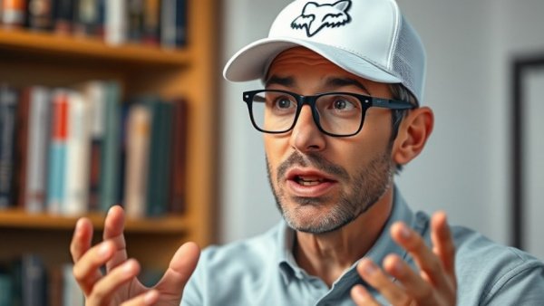 Man in white cap animatedly discussing the 18-year property cycle.