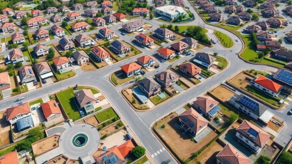 Aerial view of home building approvals in Newcastle showing new homes.