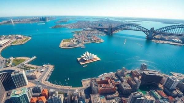 Aerial view of Sydney highlights Australia housing market changes.