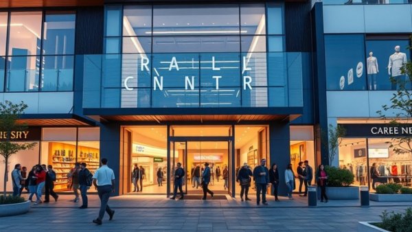 Contemporary Devonport retail centre with shoppers.