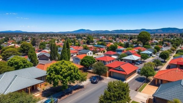 Charming view of affordable suburbs in Australia with quaint houses.