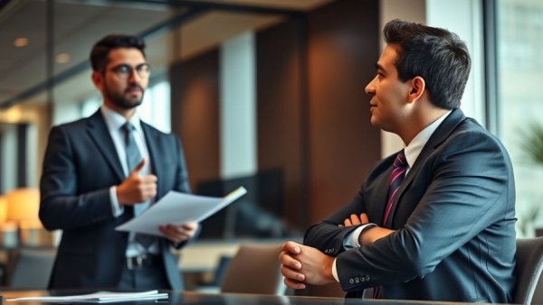 Property investment mentor guiding in a business meeting.