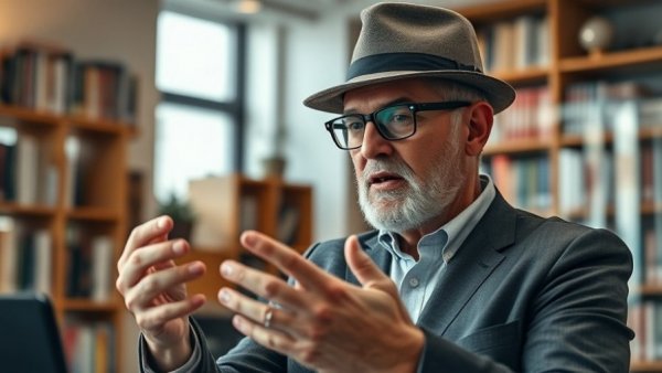 Man discussing capital gains tax reform in an office setting.