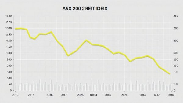 ASX 200 AREIT Index decline chart showing fluctuations and volume.
