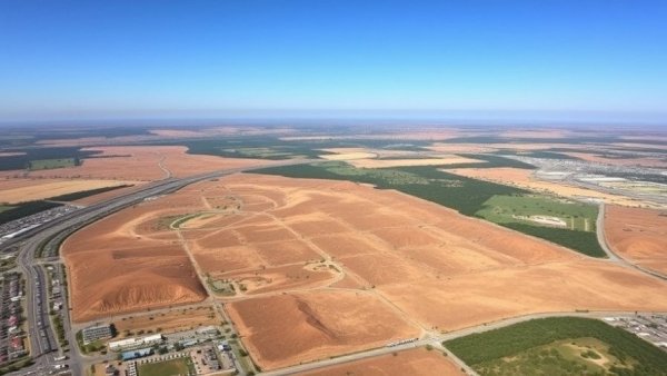 Aerial view of property development site in Melbourne surrounded by landmarks.