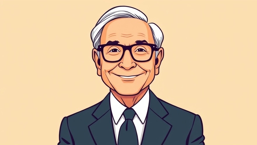 Warren Buffett in a minimalist illustration sharing investment lessons
