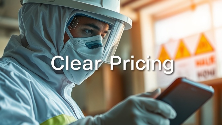 Professional technician inspecting asbestos with clear pricing focus.