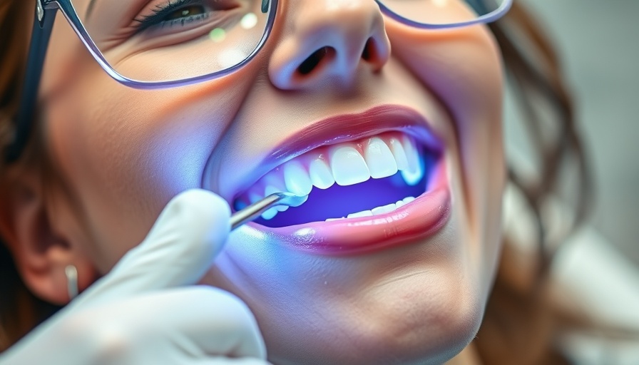 Teeth whitening near me: Professional LED treatment in dental office.