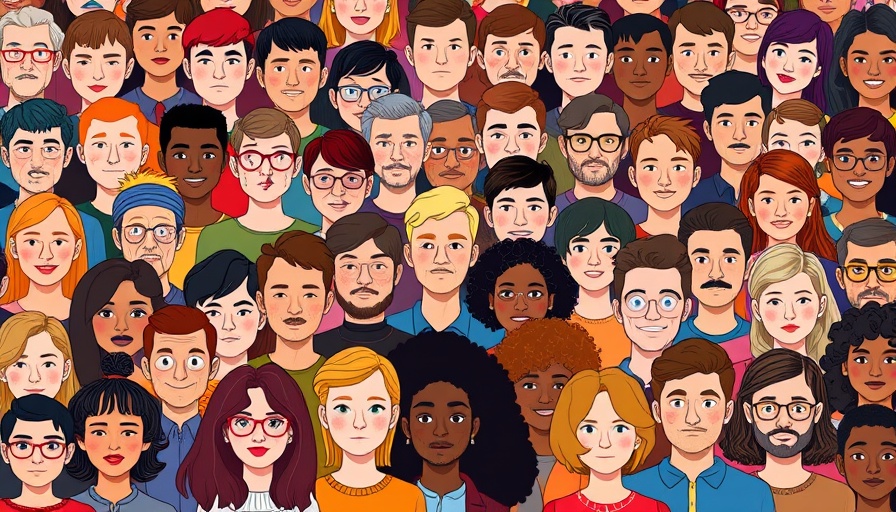 Diverse cartoon crowd highlighting bias in dentistry through representation.