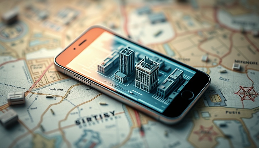 3D cityscape map on a smartphone for real estate Newcastle.