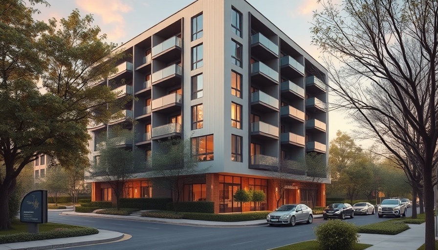 Modern apartment building signifying real estate market trends in Newcastle.
