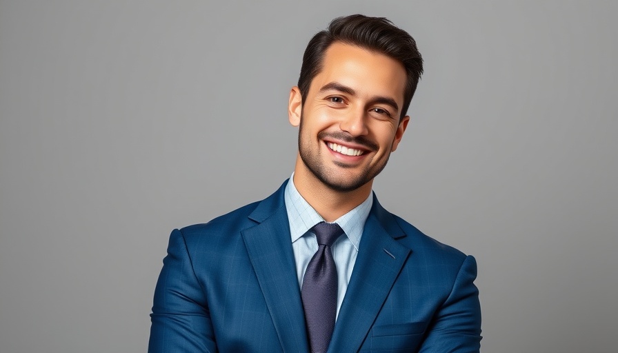 Businessman portrait related to California CRE market, neutral background.