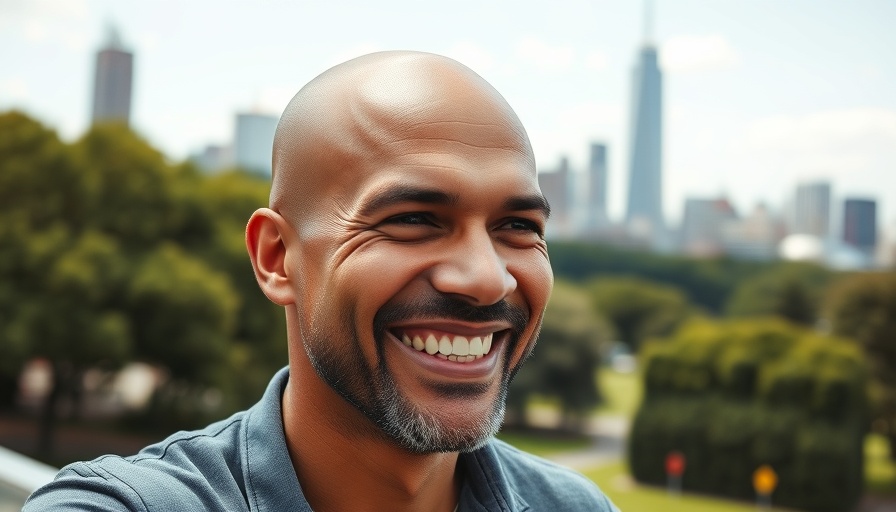 Person smiling outside with cityscape and park background, Victoria Airbnb tax context.