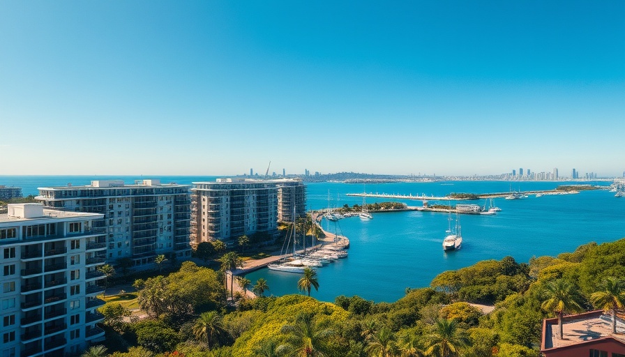 Aerial view of waterfront apartments near harbor for 100 million dollar apartment sale.