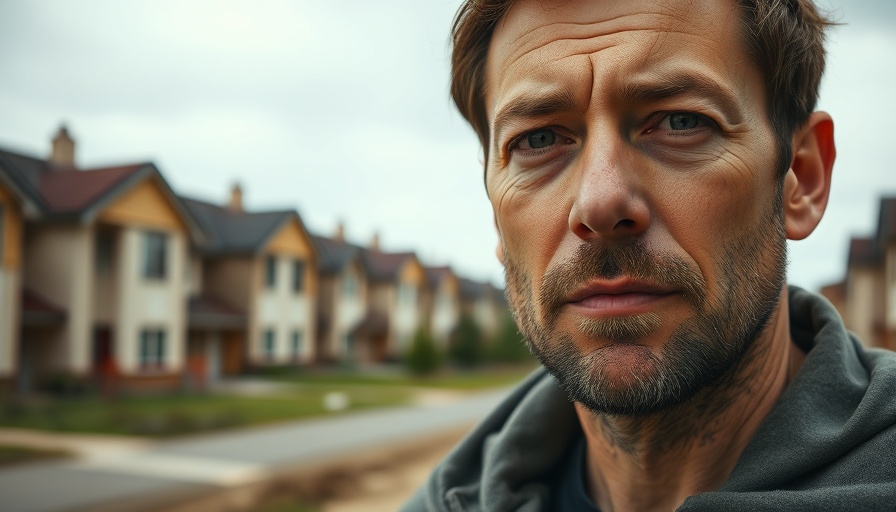 Close-up of a man near a suburban disability housing scheme.