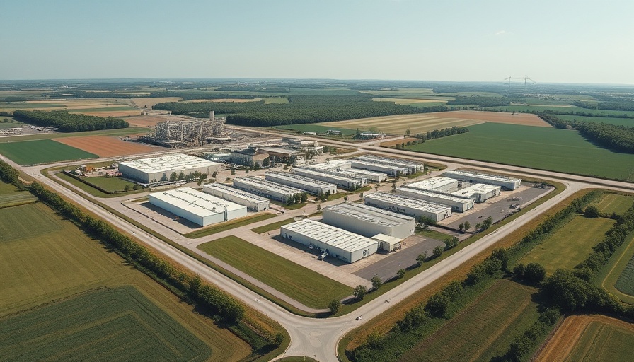 Aerial view of industrial site near greenery in Newcastle.