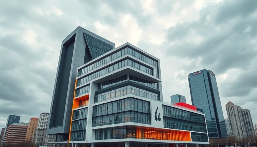 Modern commercial property in Newcastle, contemporary design with overcast sky.