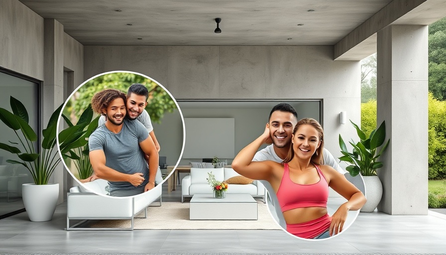 Modern cement home bought by fitness influencers, showcasing outdoor space.