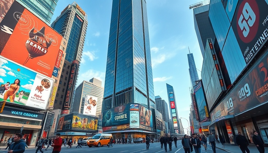Skyscraper in busy city street illustrating net lease portfolio acquisition.