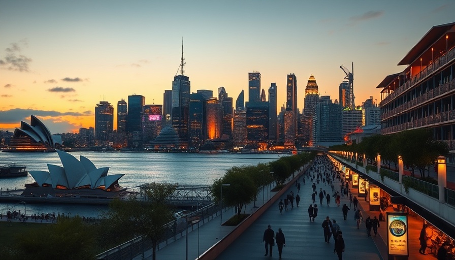 Sydney cityscape at dusk with illuminated skyline - Sydney housing market update.