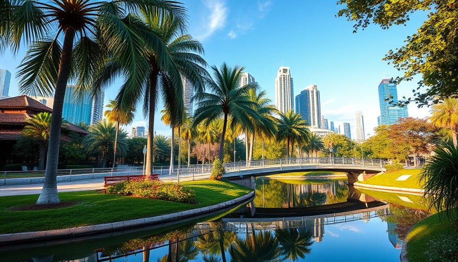 Perth urban park with bridge and investment opportunities.