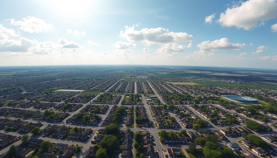 Aerial view of Newcastle residential area under a bright sky.