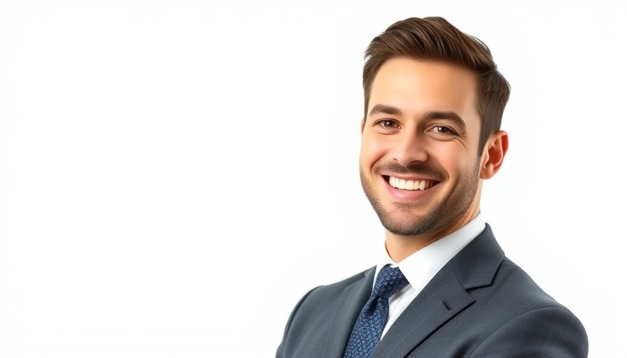 Smiling professional man in suit, related to office leasing South Australia.