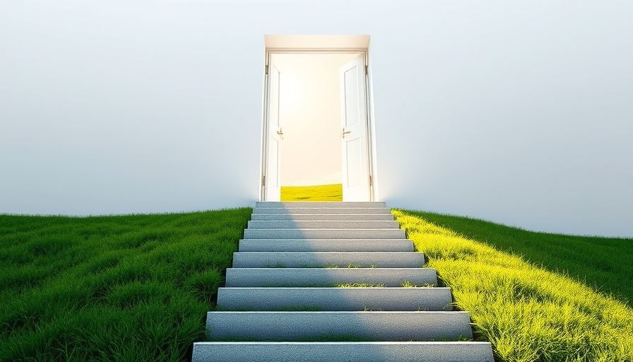 Staircase to opportunity with open door symbolizing Robert Kiyosaki's investing insights.