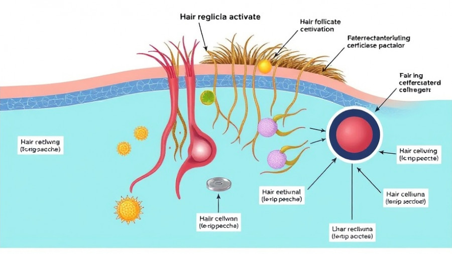 Hair regrowth process diagram showing cellular interaction.