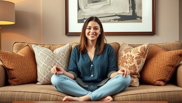 Relaxed woman enjoying a modern lifestyle at home