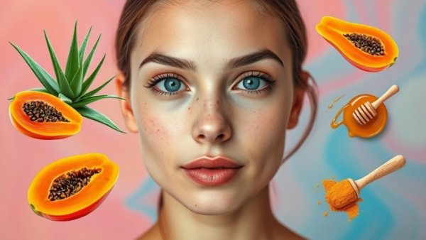 Split face of woman with acne and clear skin, natural acne remedies.