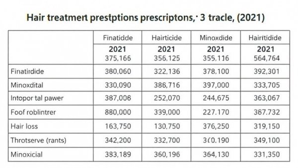Table of hair loss treatment prescriptions in 2021 highlighting finasteride.