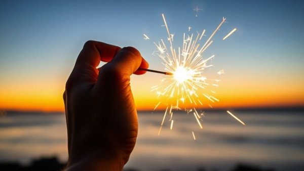 Manifest Weight Loss Goals with a bright sparkler in hand.