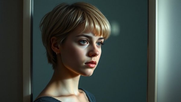 Mindfulness for self-discovery: young woman reflecting in a mirror.